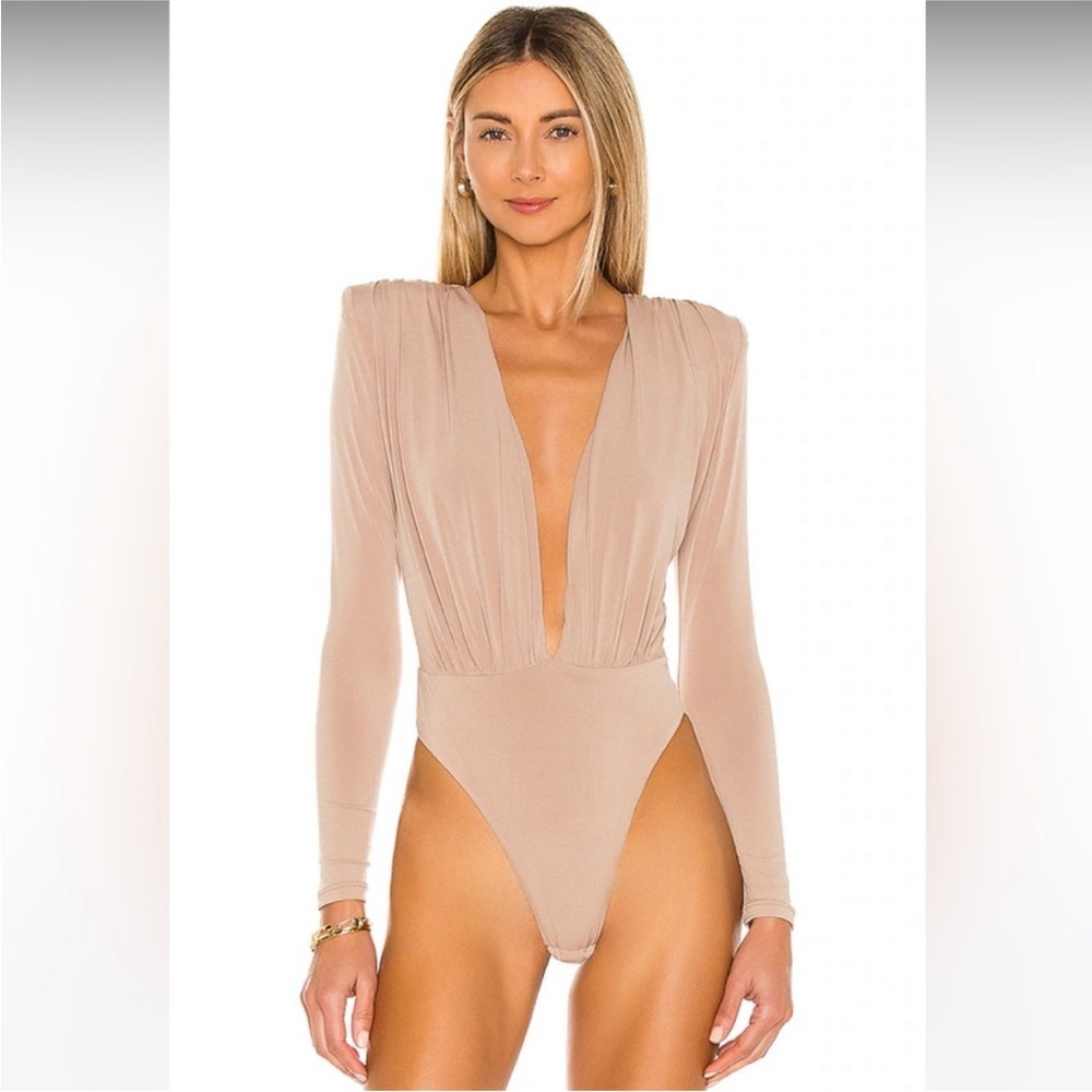 Nookie Nude Plunge Long-Sleeve Bodysuit